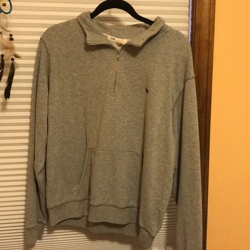 Gray pink sweatshirt with leopard print on back